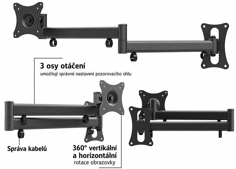 Otočný sklopný a výsuvný držiak na televíziu alebo monitor Edbak GD18