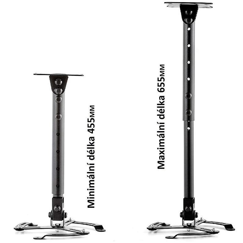Stropný držiak na projektor s nastaviteľnou dĺžkou 455-655 mm Edbak Pm1