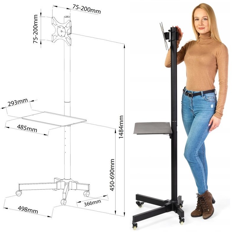 Rozmery stojana ErgoSolid Falco 22 Stojan na TV monitor Ergosolid Falco 22 rozmery