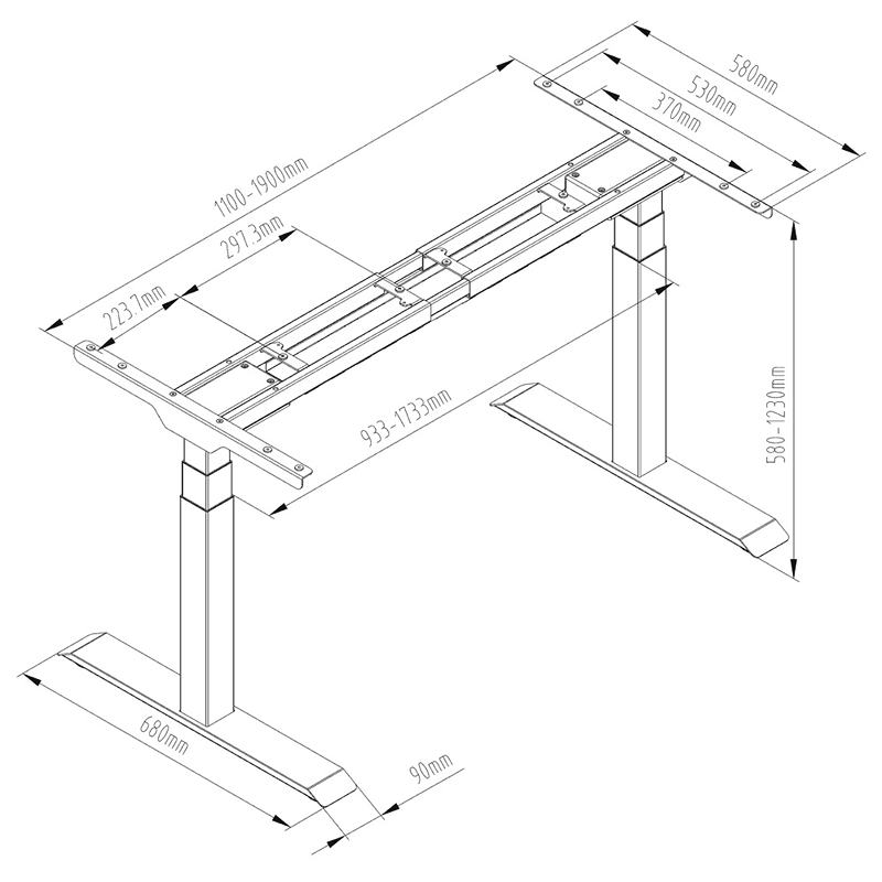 ERGOSOLID SR20B - profesionálny kancelársky pracovný stôl s nastavením výšky, šírky, pamätí a tlačidlom alarm Profesionálny elektrický rám stola / stolová podnož, dvojmotorová, uloženie výškových pozícií, nastaviteľná dĺžka, TOP kvalita - Ergosolid SR21B