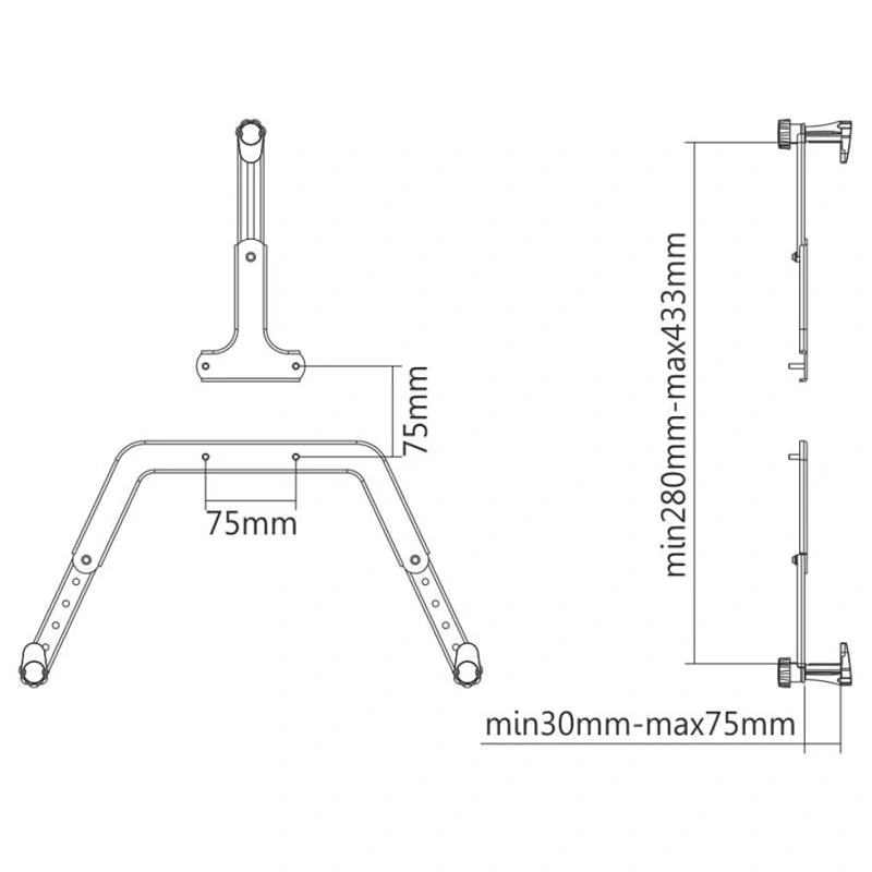 VESA adaptér pre uchytenie monitorov a televízorov bez podpory VESA štandardu na nástenné, stolné alebo stropné držiaky - Fiber Novelty XMA-01A Adaptér pre uchytenie monitora Tv bez VESA štandardu na držiaky Ergosoid XM-100