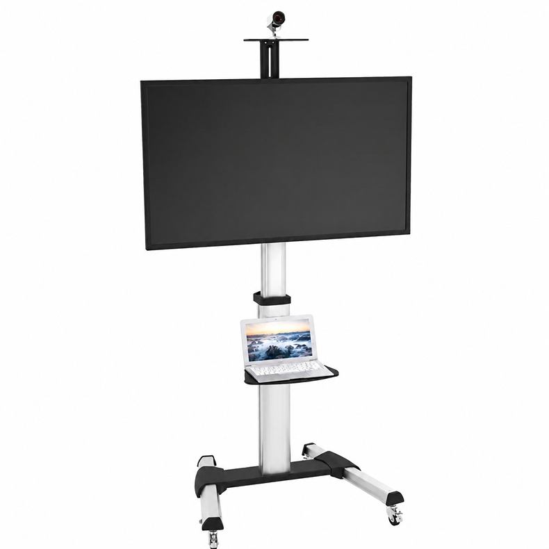 Profesionálny podlahový stojan na TV a displeje s ľahkým nastavením výšky obrazovky kľukou, naklápanie, rotácia, nosnosť 50kg Fiber Mounts Alum70