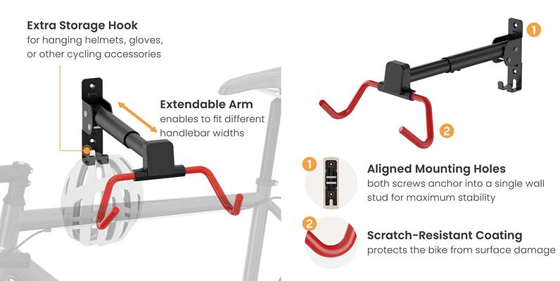 Prostorově úsporný, skládací nástěnný držák na kola Fiber Mounts DNK10
