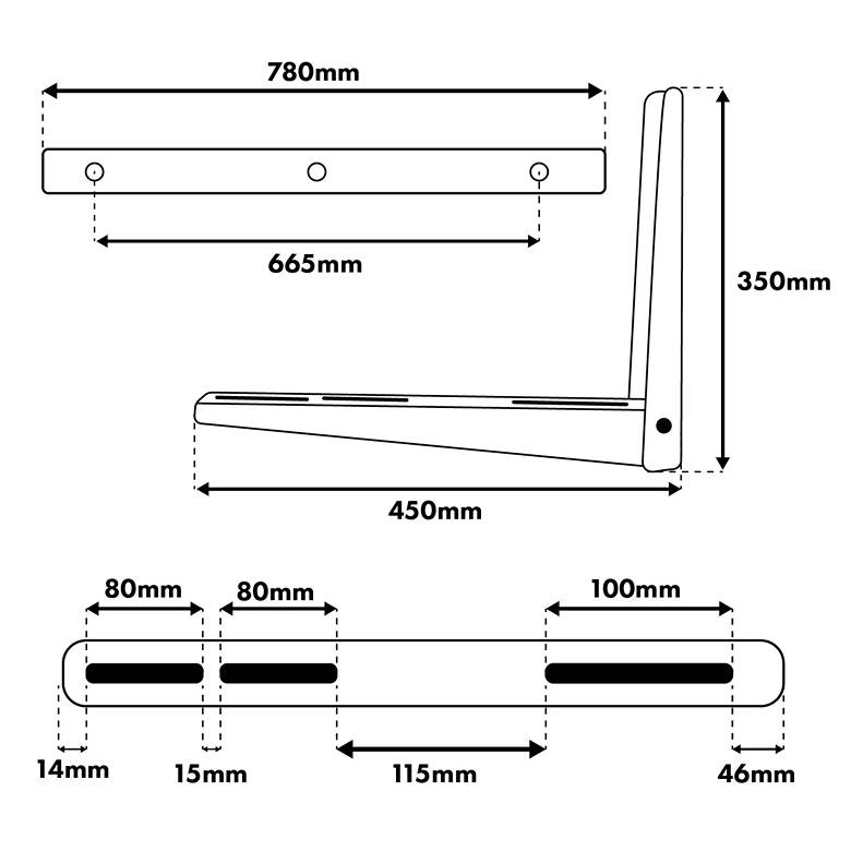 Rozmery drziaka na klimatizaciu Fiber Mounts FM146