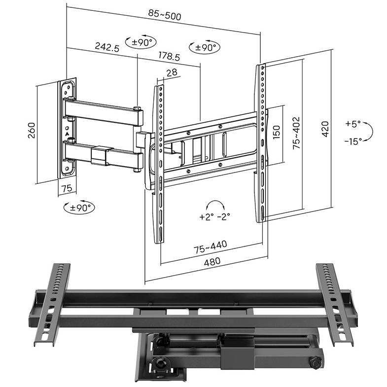 Televízny držiak kvalitný Fiber Mounts FM400