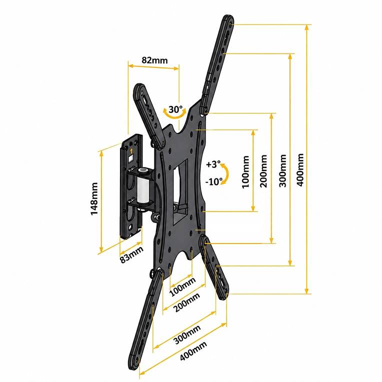 Rozmery a VESA štandardy TV držiaka Fiber Mounts FM51