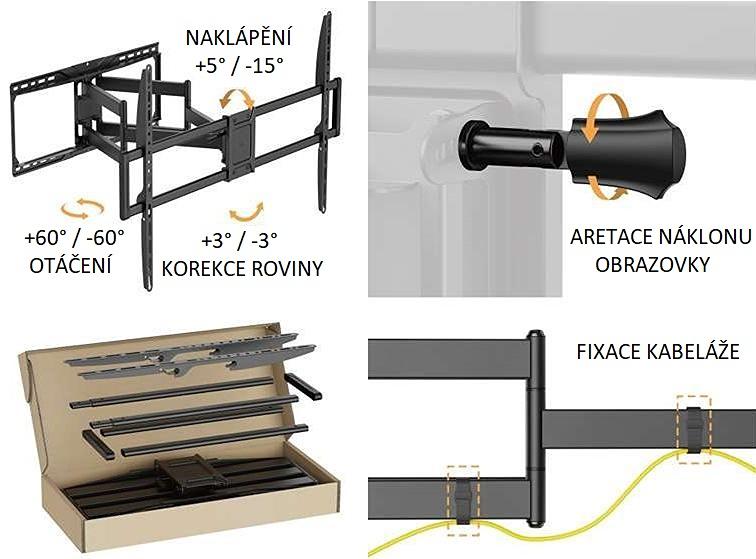 Kvalitný polohovací držiak na zavesenie Tv 50-105 palcov Fiber Mounts Fm99