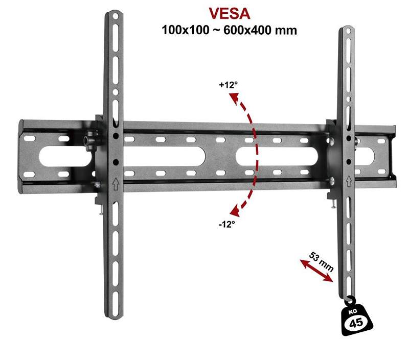 TV držiak na zavesenie TV monitora alebo displeja na stenu Fiber Novelty FN45T