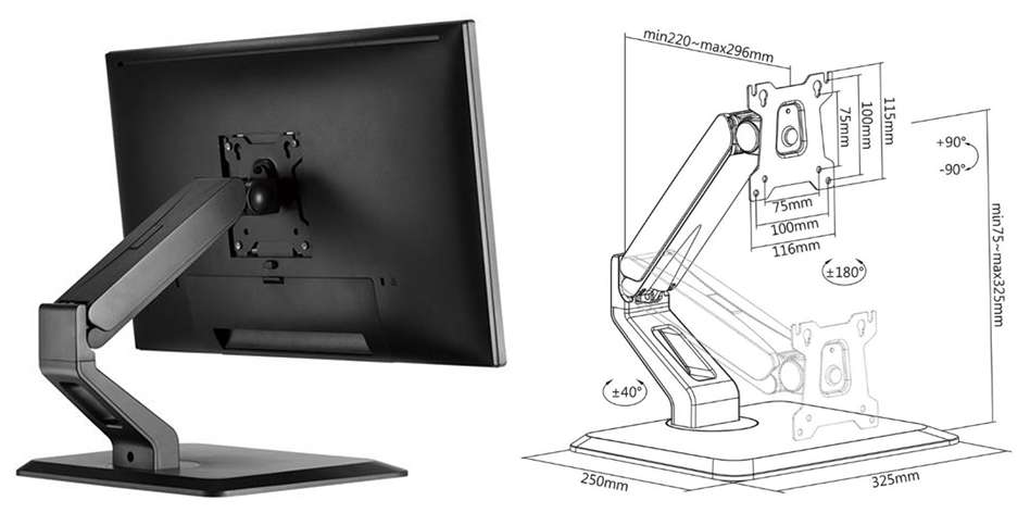 Fiber Mounts Frios stolný podstavec na monitor alebo menšiu televíziu - monitorový stojan