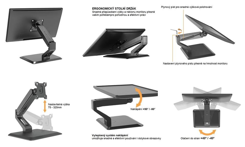 Ergonomický stojan na monitory Fiber Mounts Frios