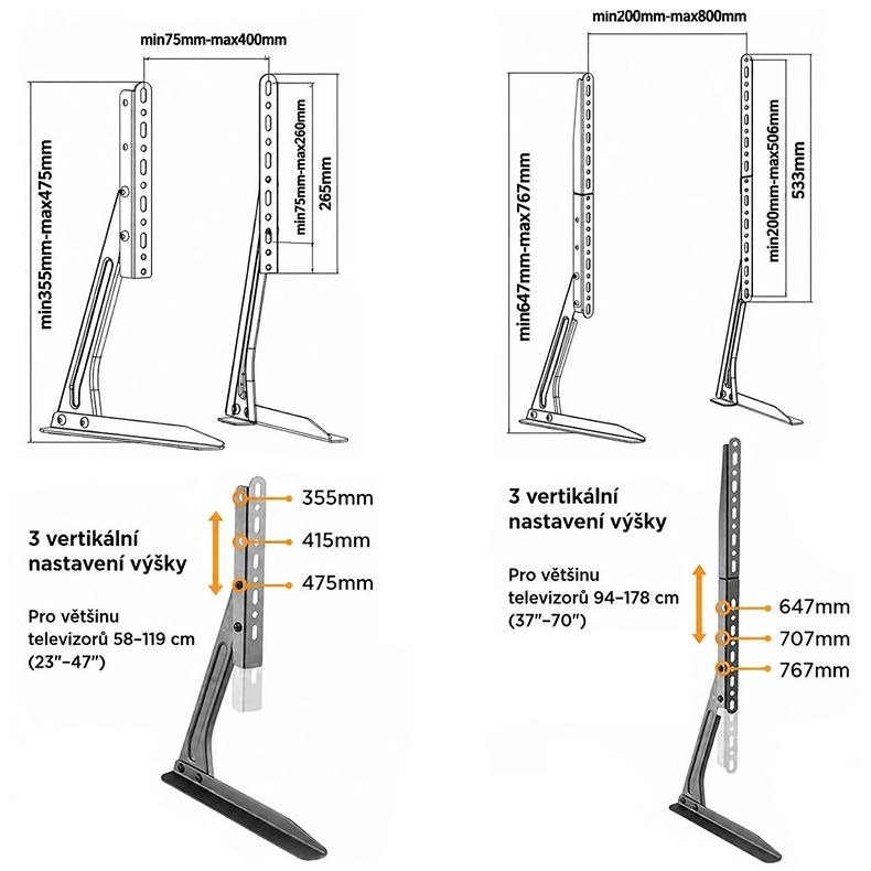 Univerzálna podstava na televízii Fiber Mounts HOLLY