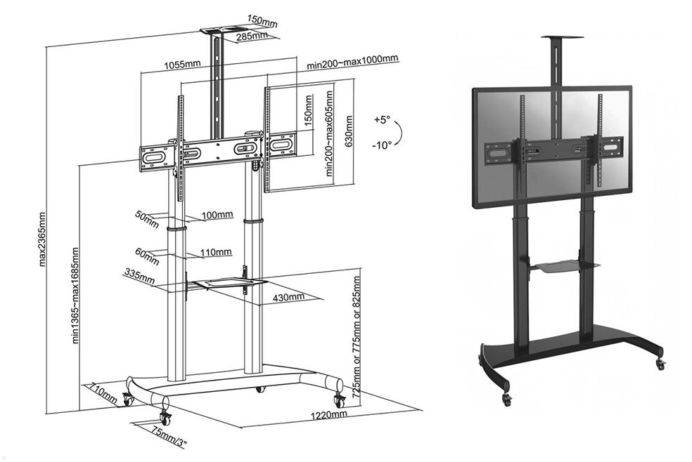 Fiber Mounts Legend - stojan na TV monitory displeje rozmery