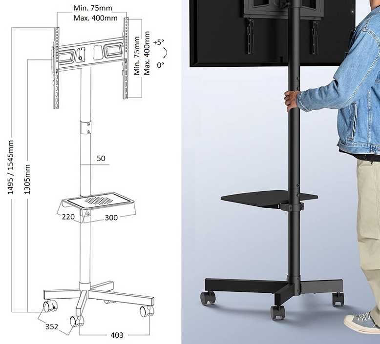 TV stojan Fiber Mounts LOW49 rozmery