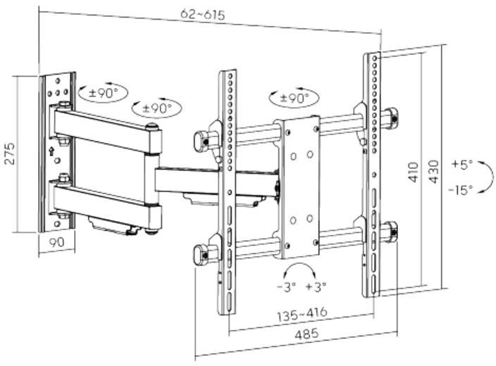 Fiber Mounts Raptor rozmery tv držiaku