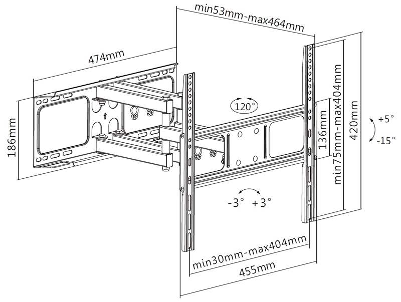 Tv držiak Fiber Mounts Solid-1 rozmery