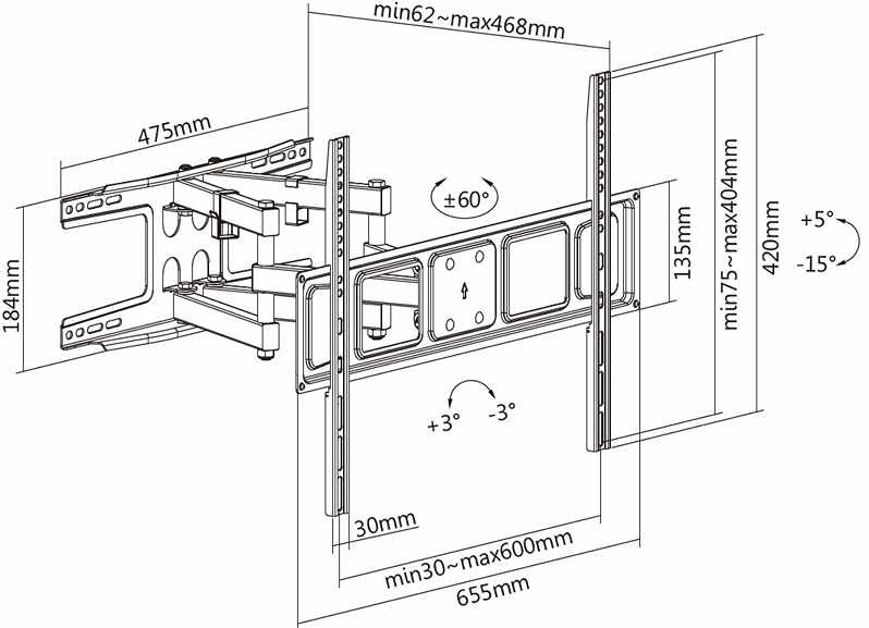 Dvojramenný držiak Tv na stenu Fiber Mounts Solid-2