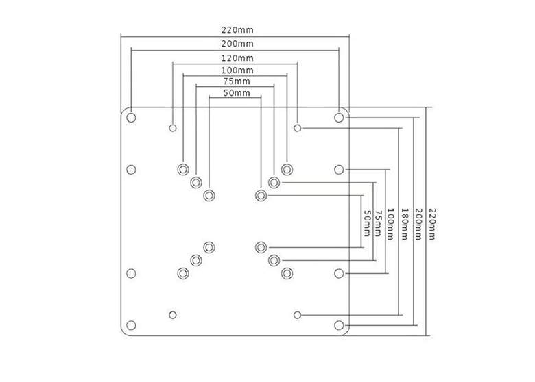 VESA rozšíření / VESA adaptér s podporou VESA 75x75 100x100 100x200 200x100 a 200x200 - Fiber Mounts VESA200