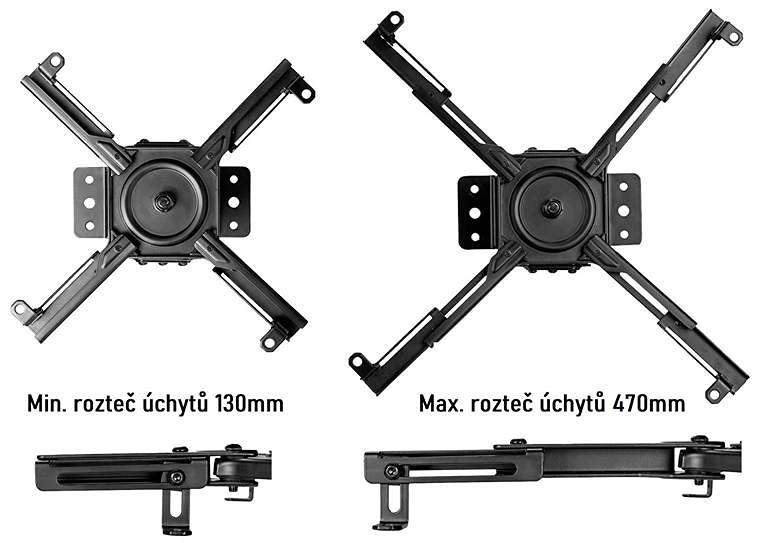 Univerzálne uchytenie na projektory, zavesenie na 3 alebo 4 ramená Fiber Mounts FM070 s nosnosťou 35 kg