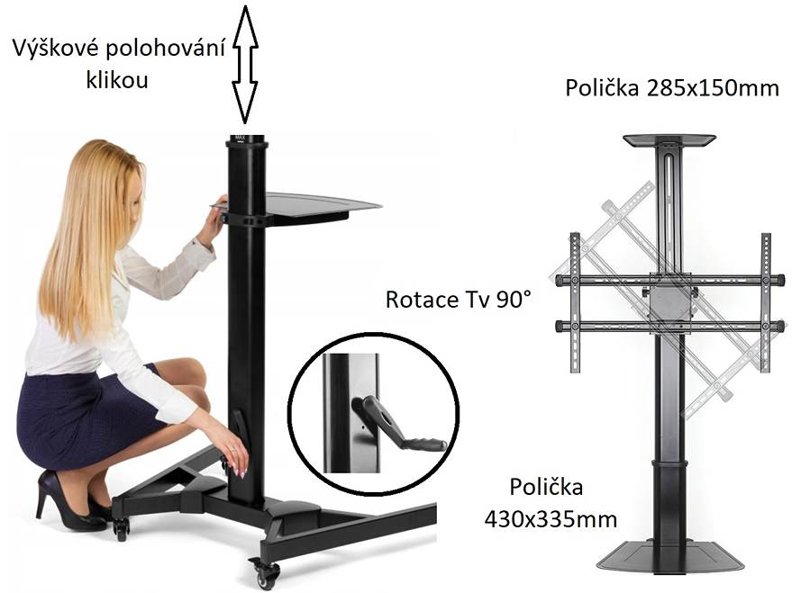 Televízny stojan s funkciou PIVOT pre nastavenie obrazovky ako do klasickej polohy na šírku (horizontálne), tak aj otočenie do polohy na výšku (vertikálne), navyše je možné obrazovku aj nakloniť smerom dole alebo hore - Fiber Novelty FN5000 Televízny stojan s funkciou PIVOT pre nastavenie obrazovky ako do klasickej polohy na šírku (horizontálne), tak aj otočenie do polohy na výšku (vertikálne), navyše je možné obrazovku aj nakloniť smerom dole alebo hore - Fiber Novelty FN5000