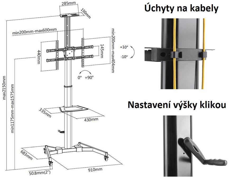 Vynikajúci stojan na televízor alebo monitor s uhlopriečkou 37-70 palcov, výškové nastavenie, možnosť náklonu, funkcia pivot, mobilný, spoľahlivý, stabilný a bezpečný. Ideálne do konferenčných miestností, kancelárií, na výstavy a veľtrhy, čakární i firemných priestorov - Fiber Novelty FN5000 Vynikajúci stojan na televízor alebo monitor s uhlopriečkou 37-70 palcov, výškové nastavenie, možnosť náklonu, funkcia pivot, mobilný, spoľahlivý, stabilný a bezpečný. Ideálne do konferenčných miestností, kancelárií, na výstavy a veľtrhy, čakární i firemných priestorov - Fiber Novelty FN5000