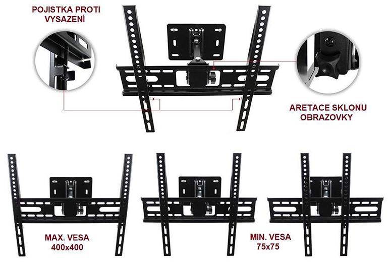 Nástenný držiak pre televízie Fiber Mounts FM049 oceľové konštrukcie VESA nosnosť 30kg