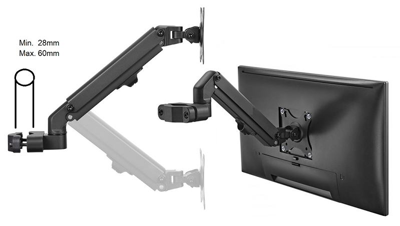 Tv monitorový držiak s uchytením na tyč alebo rúrku Fiber Mounts M4C59