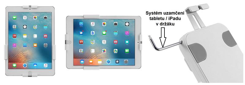 Moznost uzamcenie tableta v drziaku Fiber Mounts M4C69W