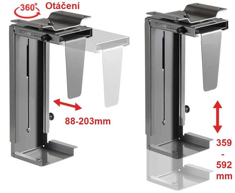 Držiak na PC / počítač na uchytenie pod stôl, na bok stola alebo na stenu, prípadne na strop Fiber Mounts M7C13S