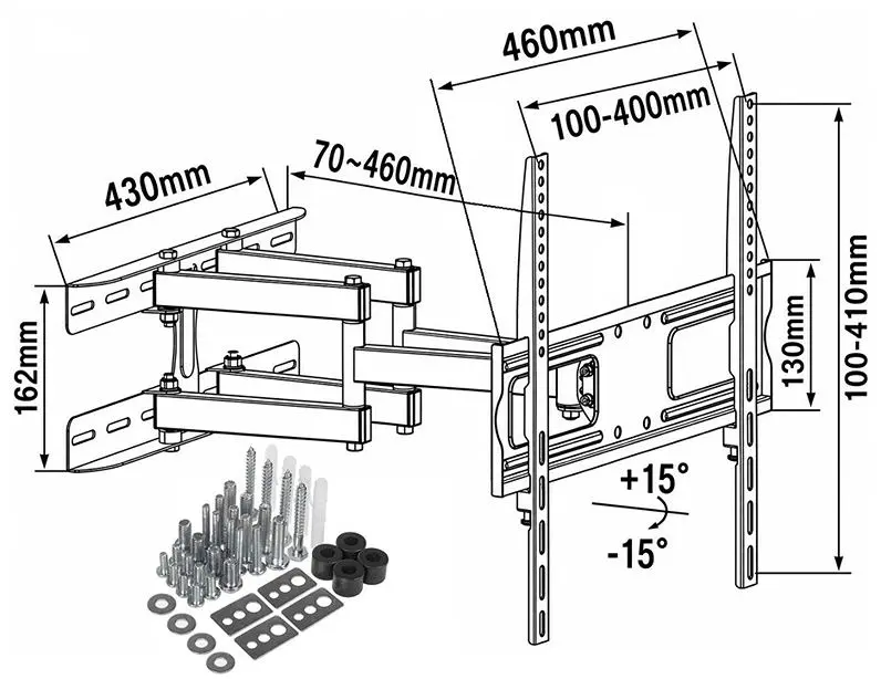 Montážny materiál, ktorý obdržíte spoločne s držiakom Tv Fiber Mounts M7C6