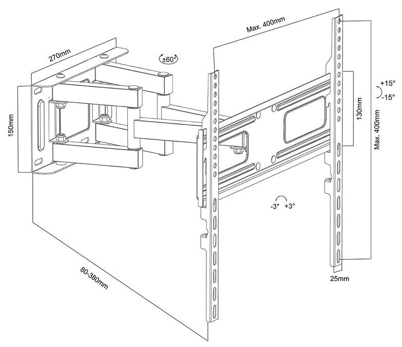 Rozmery TV držiaka Fiber Mounts M7C88