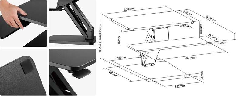 Fiber Mounts M8C82 podstava na Pc monitor alebo laptop pre prácu v sede alebo v stoji