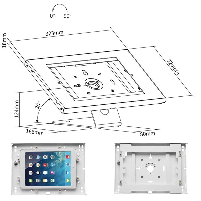 Rozmery drziaka na tablet Fiber Mounts M9C09