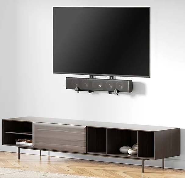 Estetické uchytenie soundbaru pod televíziou Fiber Mounts M9C14