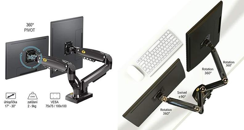 Držiak 2 monitorov NB F160