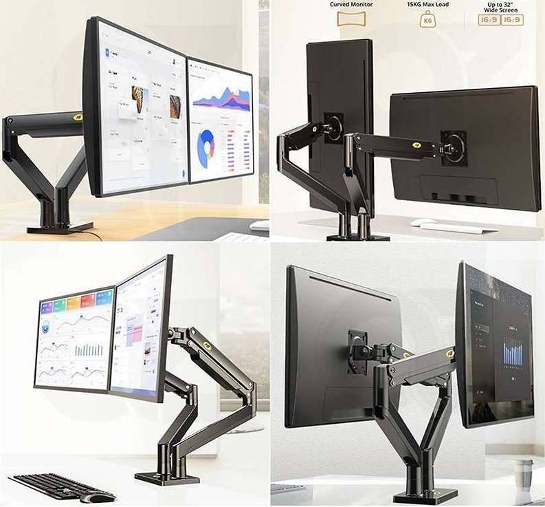 Kancelársky stolný držiak na 2 monitory, plne ergonomický NB G32