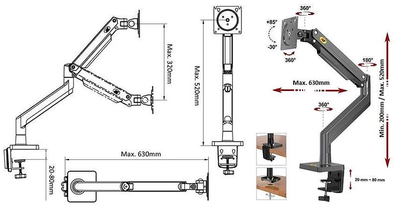 Držiak na monitory 17-43" ergonomický NB G45
