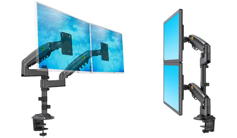 S držiakmi NB H180G môžete ľubovoľne polohovať monitory a vytvárať aj stolné monitorové steny