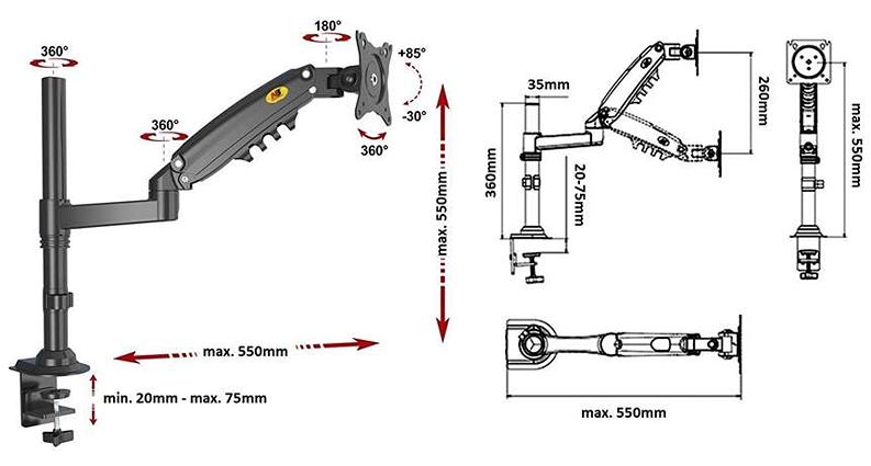 Držiak na monitor stolný Fiber Mounts H80B