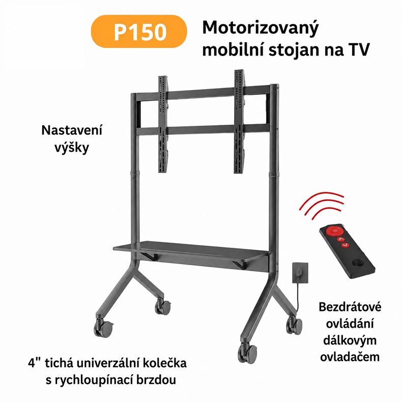 Elektricky výškovo polohovateľný stojan na multimediálne tabule a multimediálne dotykové monitory NB P150