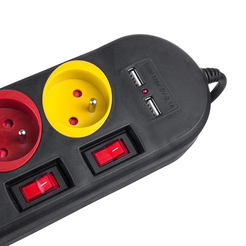Predlžka 150cm 4 zásuvky 2x USB Fiber Mounts FM229B