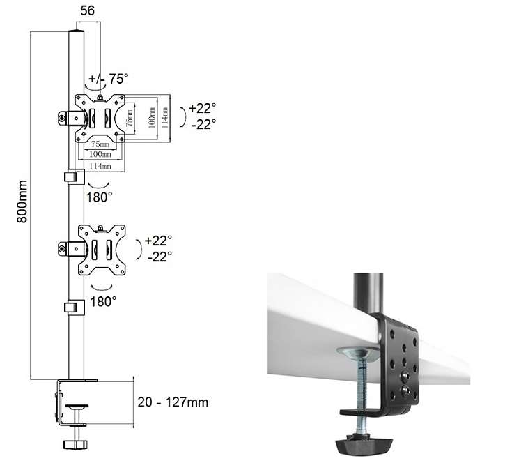 Stolový držiak 2 monitorov Fiber Mounts M9C66