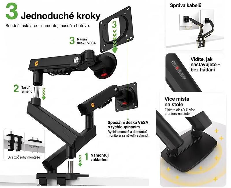 Stolový držiak na 2 monitory displeja NB A5C