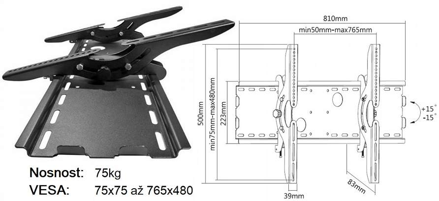 Sklopný držiak na TV Fiber Mounts FN-2