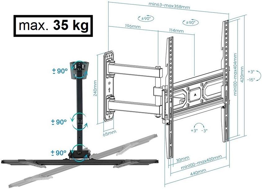 Otočný sklopný držiak Tv Fiber Mounts FM78