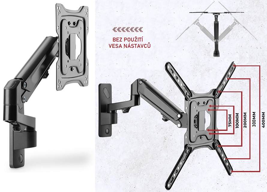 Polohovateľný držiak TV monitora Fiber Mounts Kalibr