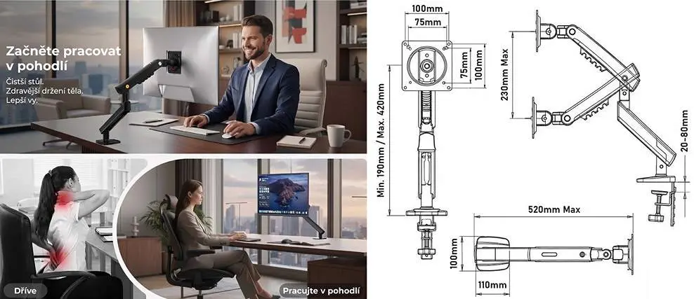 Stolový držiak na monitor polohovací NB A5