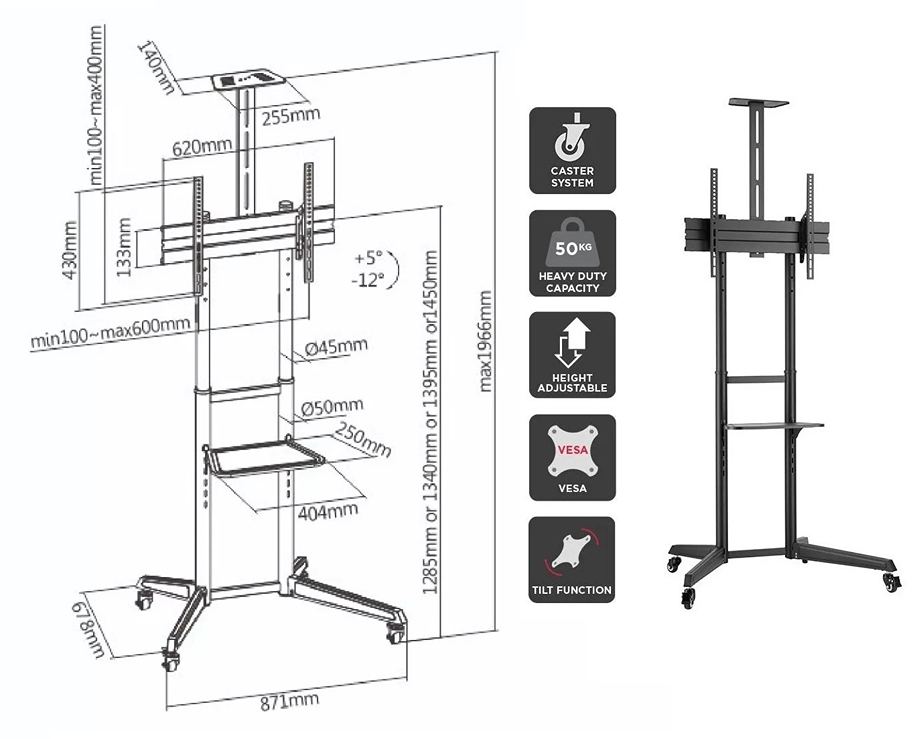 Tv stojan s policami Fiber Mounts Lutar-2