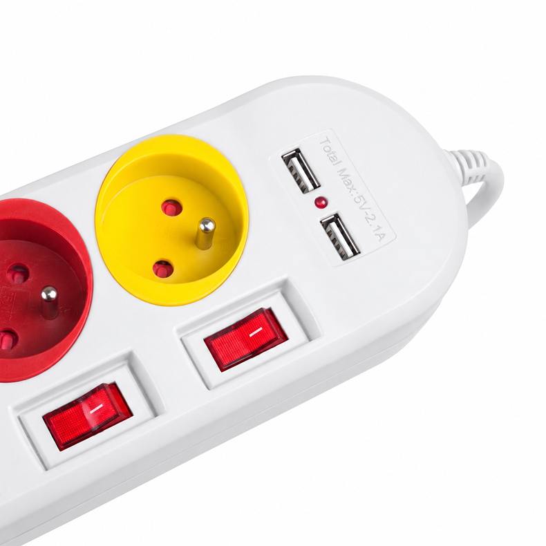 Predlžka 150cm 4 zásuvky 2x USB Fiber Mounts FM229W