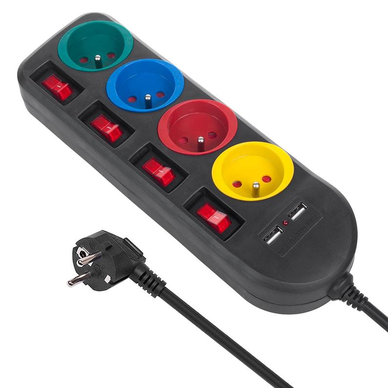 Predlžka 150cm 4 zásuvky 2x USB Fiber Mounts FM229B