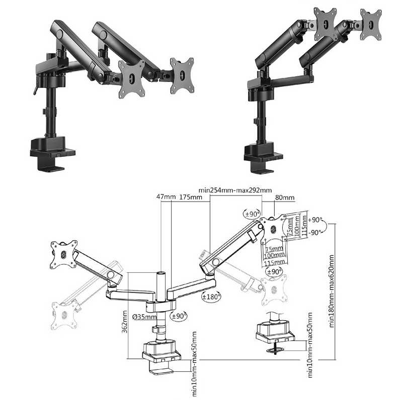 Stolný držiak na 2 monitory Fiber Mounts M8C12